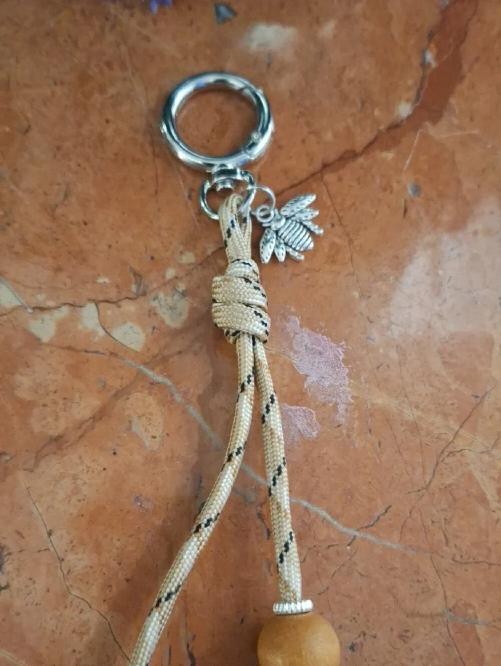 Beaded Tassel Keychain Bag Charm with Amber and Wood Beads